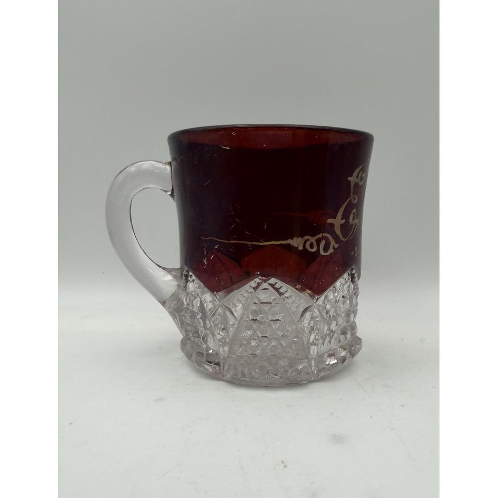 Vintage Ruby Flash Glass Mug Eliza 1910 Personalized Souvenir Cup 3" Tall - Picture 4 of 7